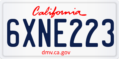 CA license plate 6XNE223