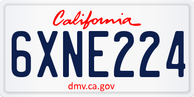 CA license plate 6XNE224