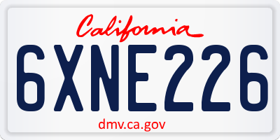 CA license plate 6XNE226