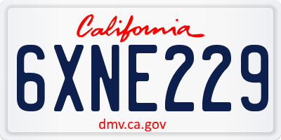 CA license plate 6XNE229