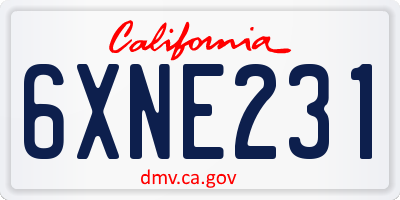 CA license plate 6XNE231