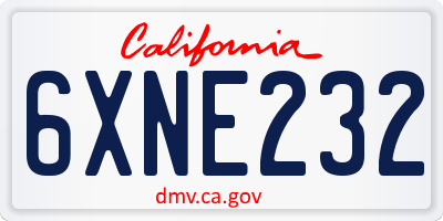 CA license plate 6XNE232