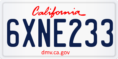 CA license plate 6XNE233