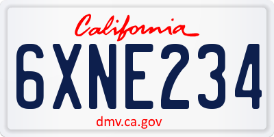 CA license plate 6XNE234