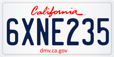 CA license plate 6XNE235