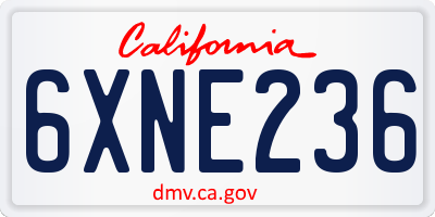 CA license plate 6XNE236
