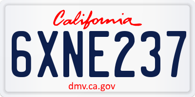CA license plate 6XNE237