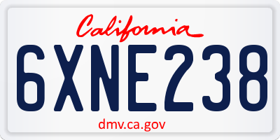 CA license plate 6XNE238