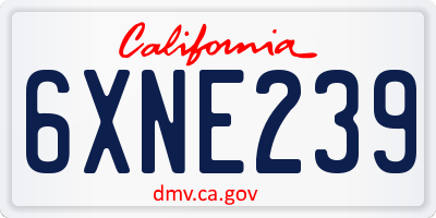 CA license plate 6XNE239