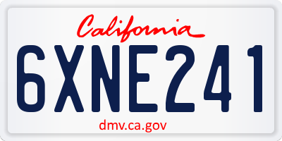 CA license plate 6XNE241