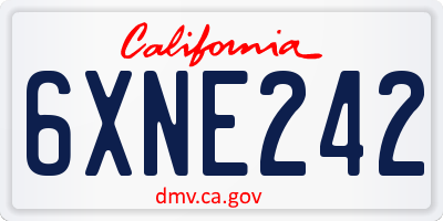 CA license plate 6XNE242