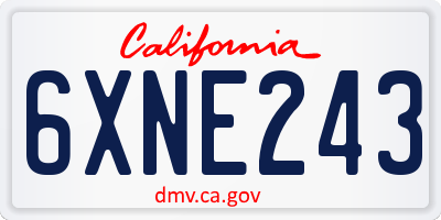 CA license plate 6XNE243