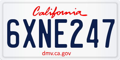CA license plate 6XNE247