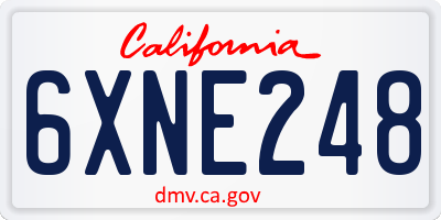 CA license plate 6XNE248