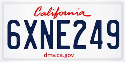 CA license plate 6XNE249