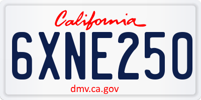 CA license plate 6XNE250