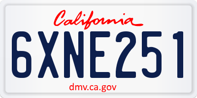 CA license plate 6XNE251