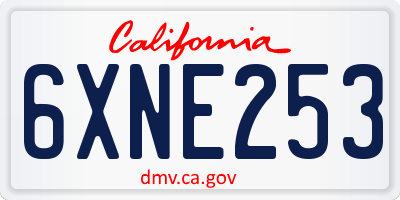 CA license plate 6XNE253