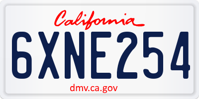 CA license plate 6XNE254