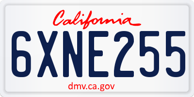 CA license plate 6XNE255