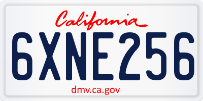 CA license plate 6XNE256