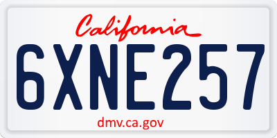 CA license plate 6XNE257