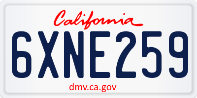 CA license plate 6XNE259