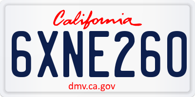 CA license plate 6XNE260