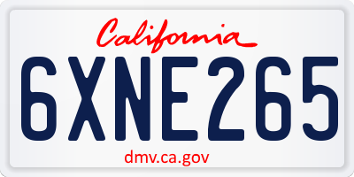 CA license plate 6XNE265