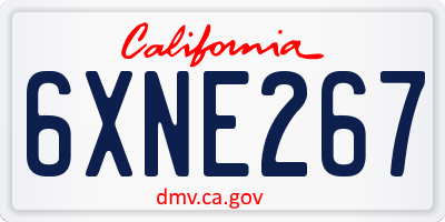 CA license plate 6XNE267