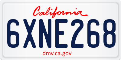 CA license plate 6XNE268