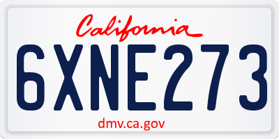 CA license plate 6XNE273