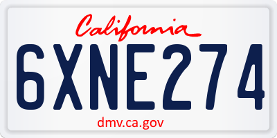 CA license plate 6XNE274