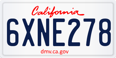 CA license plate 6XNE278