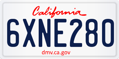 CA license plate 6XNE280