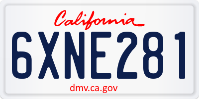 CA license plate 6XNE281