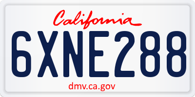 CA license plate 6XNE288