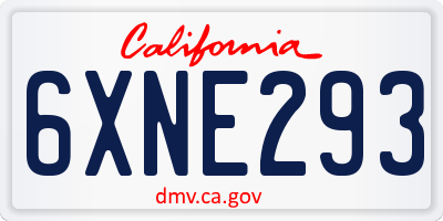 CA license plate 6XNE293