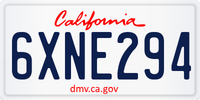 CA license plate 6XNE294