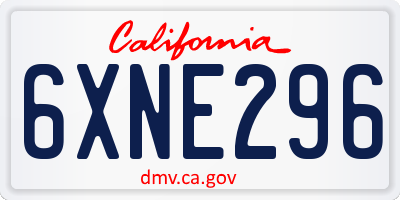 CA license plate 6XNE296