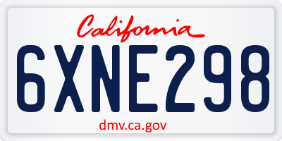 CA license plate 6XNE298