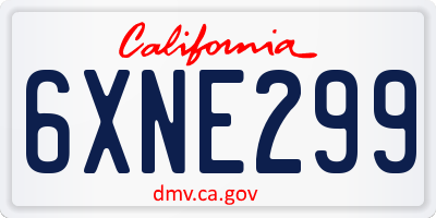 CA license plate 6XNE299