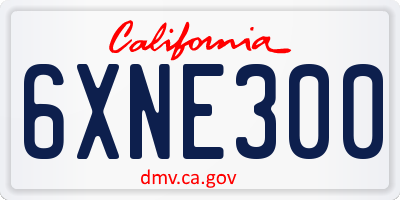 CA license plate 6XNE300