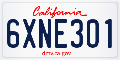 CA license plate 6XNE301