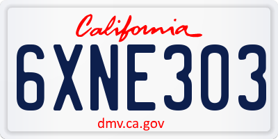 CA license plate 6XNE303
