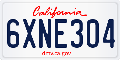 CA license plate 6XNE304