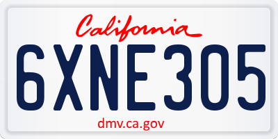 CA license plate 6XNE305