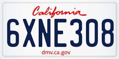 CA license plate 6XNE308