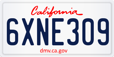 CA license plate 6XNE309