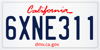CA license plate 6XNE311